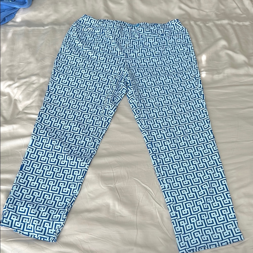 J. McLaughlin Blue Leggings with Geometric Print